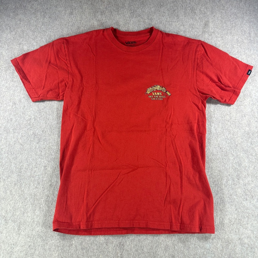 Vans Off The Wall Cold Ones Mens T Shirt Red Grim Reaper Skull Graphic Medium